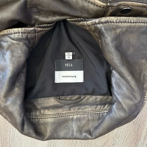 Reformation veda marco oversized leather bomber jacket